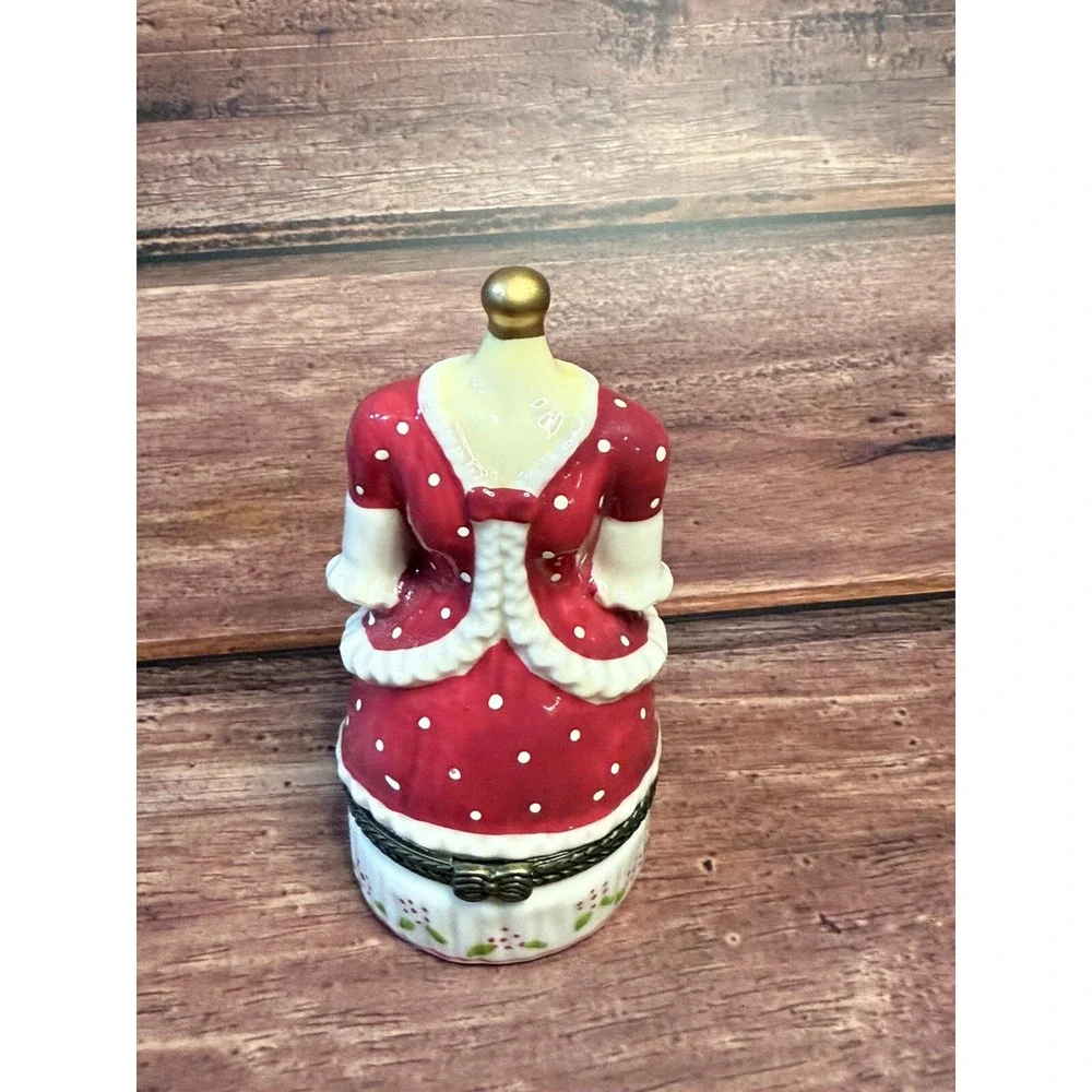 Vintage Dress Porcelain Hinged Jewelry Trinket Box Bust Form
